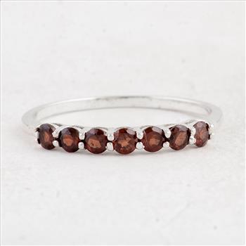 NO RESERVE 0.70 Ct Round Garnet 925 Sterling Silver Ring