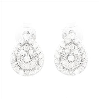 NO RESERVE 0.71 Ct Round Diamond 925 Silver Earrings