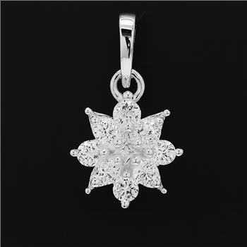 NO RESERVE 0.74 Ct Round Cubic Zirconia 925 Sterling Silver Pendant