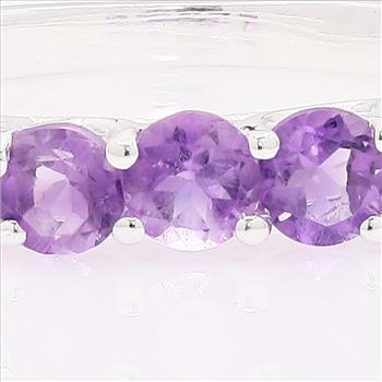 NO RESERVE 0.79 Ct Round Amethyst 925 Sterling Silver Ring