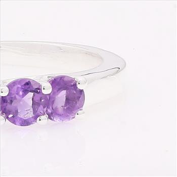 NO RESERVE 0.79 Ct Round Amethyst 925 Sterling Silver Ring