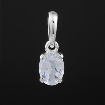 NO RESERVE 0.81 Ct Oval White Topaz, 925 Sterling Silver Pendant
