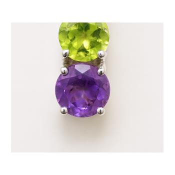 NO RESERVE 0.83 Ct Round Amethyst, Peridot 925 Sterling Silver Pendant