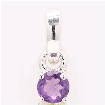 NO RESERVE 0.83 Ct Round Amethyst, Peridot 925 Sterling Silver Pendant