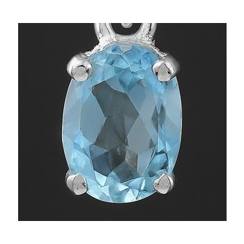 NO RESERVE 0.84 Ct Oval Blue Topaz, 925 Sterling Silver Pendant