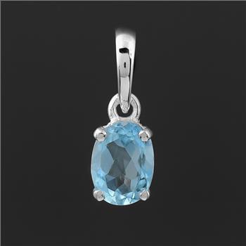 NO RESERVE 0.84 Ct Oval Blue Topaz, 925 Sterling Silver Pendant
