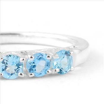 NO RESERVE 0.86 Ct Round Sky Blue Topaz 925 Sterling Silver Ring