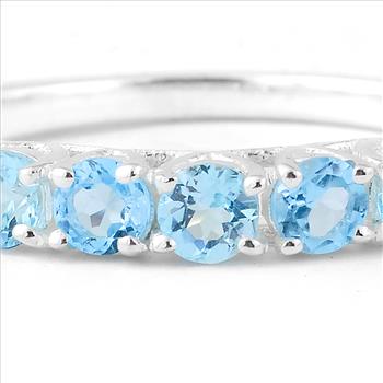 NO RESERVE 0.86 Ct Round Sky Blue Topaz 925 Sterling Silver Ring