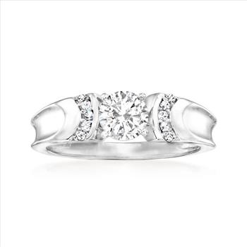 NO RESERVE 0.88 ct. t.w. Moissanite Ring in Sterling Silver. Size 5