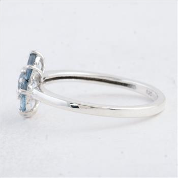NO RESERVE 0.93 Ct Round Swiss Blue Topaz 925 Sterling Silver Ring