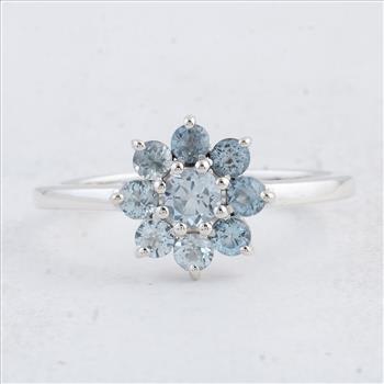 NO RESERVE 0.93 Ct Round Swiss Blue Topaz 925 Sterling Silver Ring