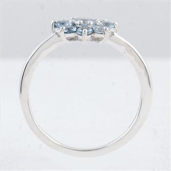 NO RESERVE 0.93 Ct Round Swiss Blue Topaz 925 Sterling Silver Ring