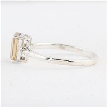 NO RESERVE 0.94 Ct Octagon Citrine 925 Sterling Silver Ring