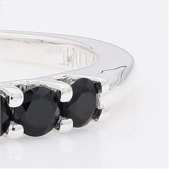 NO RESERVE 0.95 Ct Round Black Spinel 925 Sterling Silver Ring