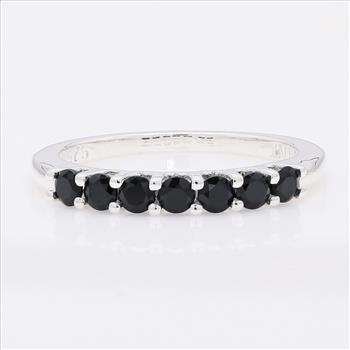 NO RESERVE 0.95 Ct Round Black Spinel 925 Sterling Silver Ring