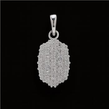 NO RESERVE 0.95 Ct Round Cubic Zirconia 925 Sterling Silver Pendant