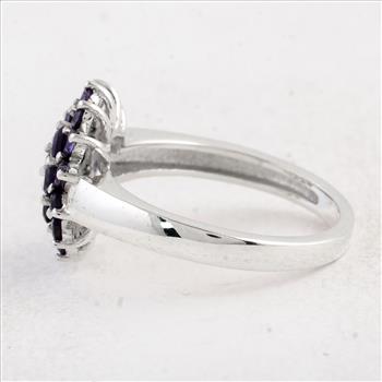 NO RESERVE 0.97 Ct Round Amethyst 925 Sterling Silver Ring