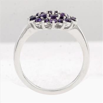 NO RESERVE 0.97 Ct Round Amethyst 925 Sterling Silver Ring