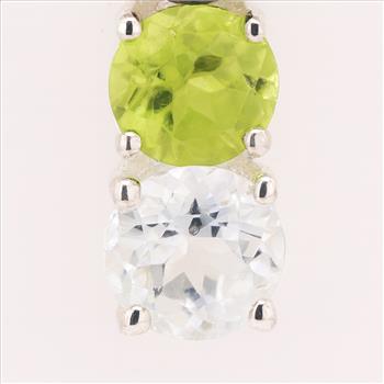 NO RESERVE 0.97 Ct Round White Topaz, Peridot, Garnet 925 Sterling Silver Pendant