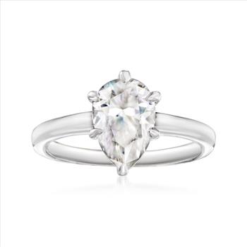 NO RESERVE 1 ct. Moissanite Pear Sterling Silver Women Ring Size 6