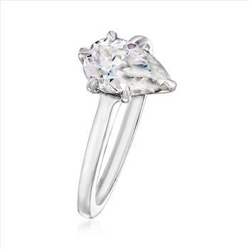 NO RESERVE 1 ct. Moissanite Pear Sterling Silver Women Ring Size 7