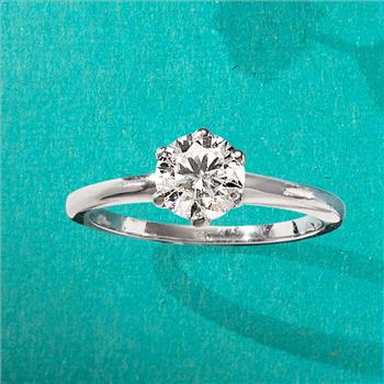 NO RESERVE 1.00 Carat Moissanite Ring in Sterling Silver. Size 8