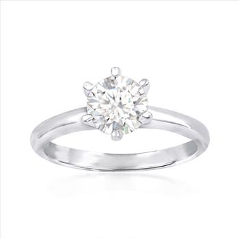 NO RESERVE 1.00 Carat Moissanite Ring in Sterling Silver. Size 8