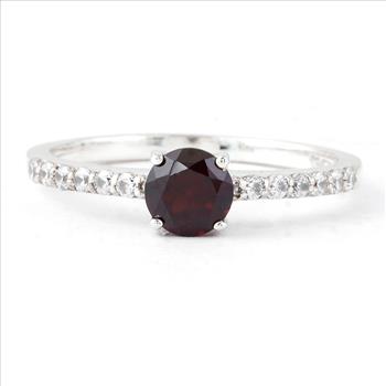 NO RESERVE 1.00 Ct Round Garnet, Cubic Zirconia, 925 Sterling Silver Ring