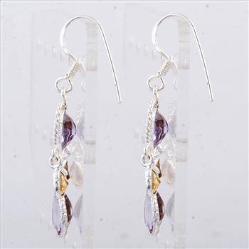 NO RESERVE 10.00 Ct Citrine, Amethyst 925 Sterling Silver Earrings