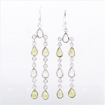 NO RESERVE 10.13 Ct Peridot 925 Sterling Silver Earrings
