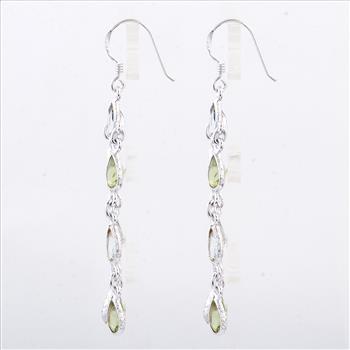 NO RESERVE 10.13 Ct Peridot 925 Sterling Silver Earrings