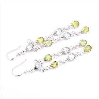 NO RESERVE 10.13 Ct Peridot 925 Sterling Silver Earrings