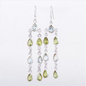 NO RESERVE 10.13 Ct Peridot 925 Sterling Silver Earrings