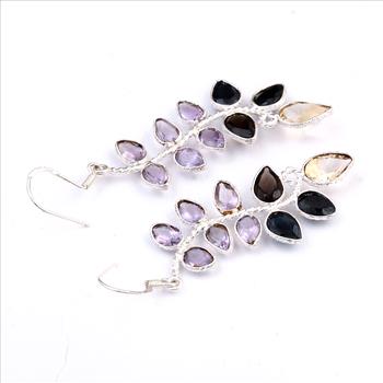NO RESERVE 10.18 Ct Citrine, Sapphire 925 Sterling Silver Earrings