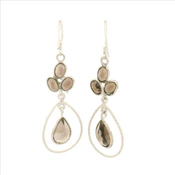 NO RESERVE 10.45 Ct Smoky Quartz 925 Sterling Silver Earrings
