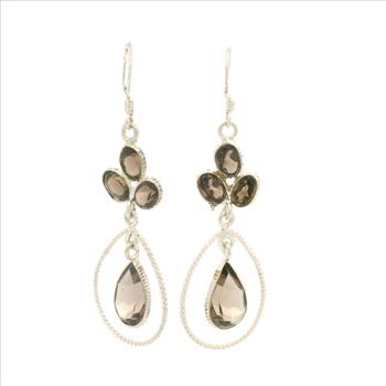 NO RESERVE 10.45 Ct Smoky Quartz 925 Sterling Silver Earrings