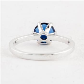 NO RESERVE 1.05 Ct Round Created Glass Sapphire 925 Sterling Silver Ring