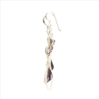 NO RESERVE 10.63 Ct Amethyst 925 Sterling Silver Earrings