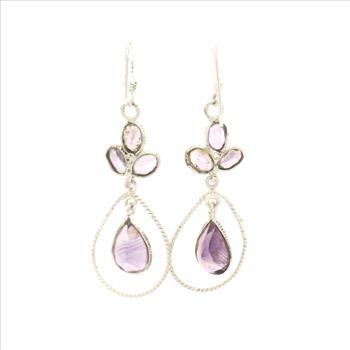 NO RESERVE 10.63 Ct Amethyst 925 Sterling Silver Earrings