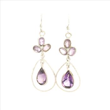 NO RESERVE 10.63 Ct Amethyst 925 Sterling Silver Earrings