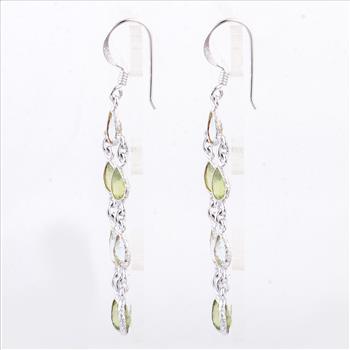 NO RESERVE 10.70 Ct Peridot, Blue Topaz 925 Sterling Silver Earrings