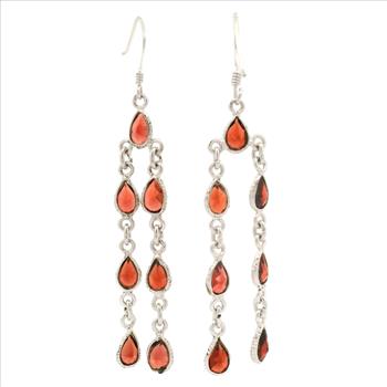 NO RESERVE 10.77 Ct Garnet 925 Sterling Silver Earrings