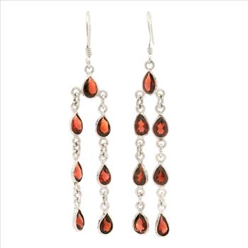 NO RESERVE 10.77 Ct Garnet 925 Sterling Silver Earrings