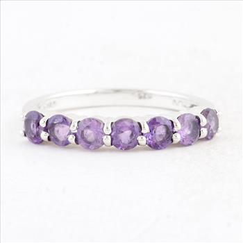 NO RESERVE 1.08 Ct Round Amethyst 925 Sterling Silver Ring