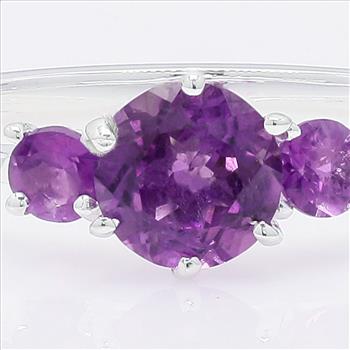 NO RESERVE 1.08 Ct Round Amethyst 925 Sterling Silver Ring