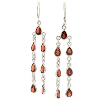NO RESERVE 10.98 Ct Garnet 925 Sterling Silver Earrings