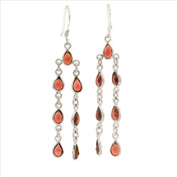 NO RESERVE 10.98 Ct Garnet 925 Sterling Silver Earrings