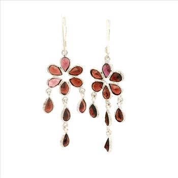 NO RESERVE 11.10 Ct Garnet 925 Sterling Silver Earrings
