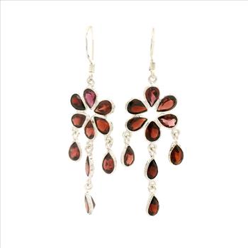NO RESERVE 11.10 Ct Garnet 925 Sterling Silver Earrings