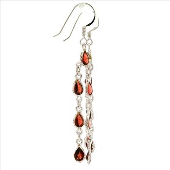 NO RESERVE 11.13 Ct Garnet 925 Sterling Silver Earrings